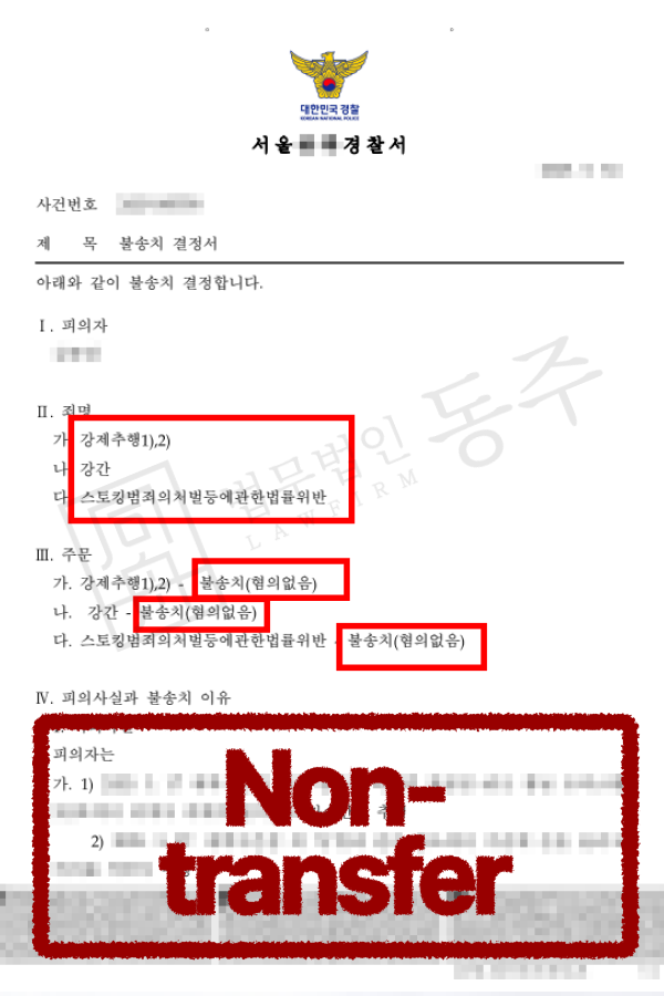 수원, 서울, 인천 성폭행변호사 찾던 외국인 의뢰인, 강간/강제추행 혐의 불송치 사례 - 법무법인 동주 글을 설명하기 위한 이미지