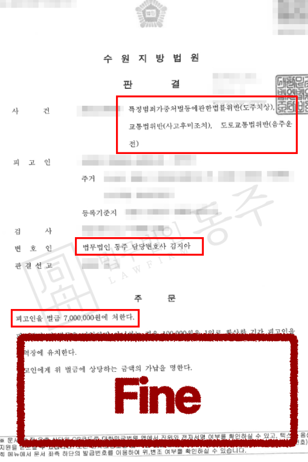 음주뺑소니벌금 출입국변호사 도움으로 도주치상 선처 받은 외국인 사례