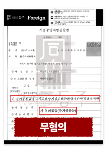 외국인 보이스피싱전달책, 무혐의 구제